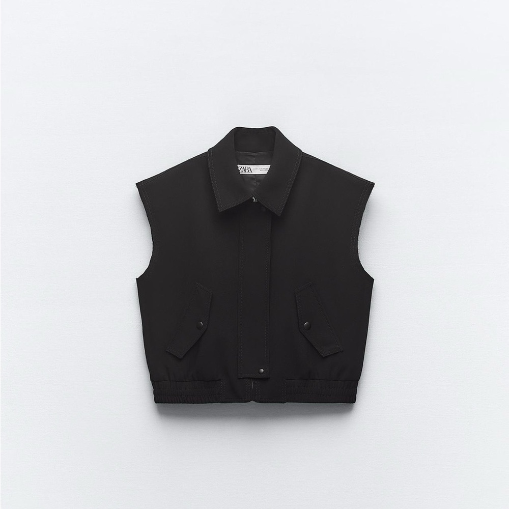 NWT Zara Oversized Shirt Collar Vest with Pocket